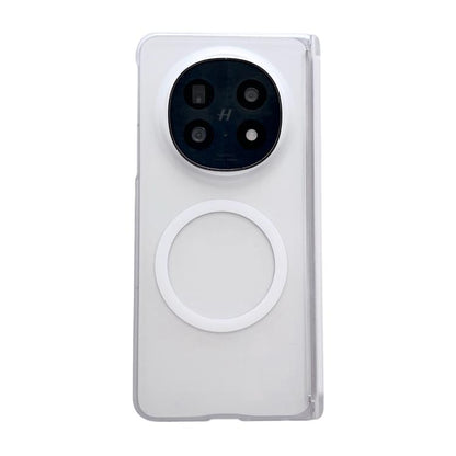 White phone case with magnetic circle ring and camera cutout