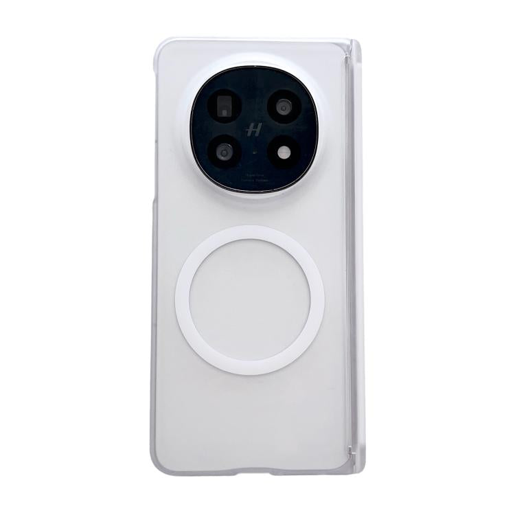 Transparent white phone case with magnetic circle ring and camera cutout