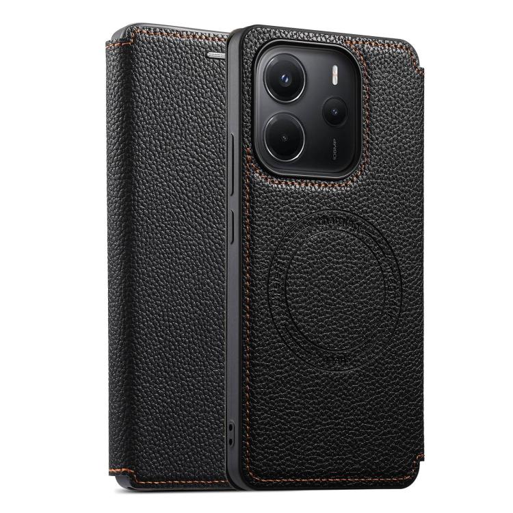ESEBLE magnetic card slot phone case, black textured leather-look with camera cutout