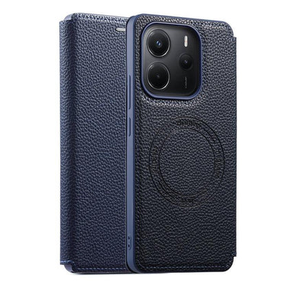 ESEBLE magnetic card slot phone case, blue textured leather-look with circular card holder