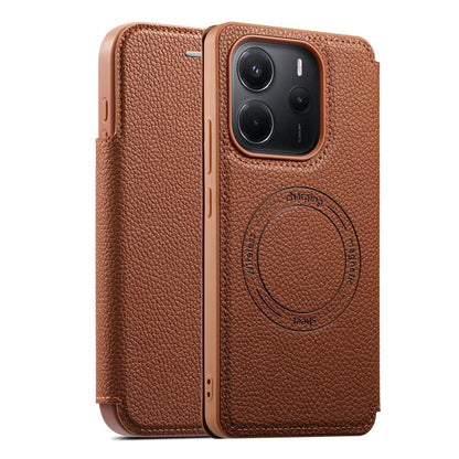 ESEBLE magnetic card slot phone case, brown textured leather-look with circular card holder