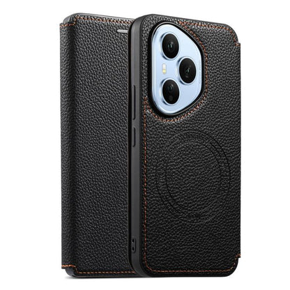 Ultra-thin card slot magnetic phone case in black with circular magnetic emblem and cutouts
