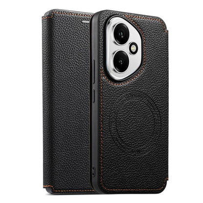 Ultra-thin card slot magnetic phone case in black with camera window and circular magnetic seal