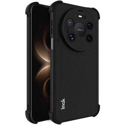 Black shockproof TPU phone case with raised edges and camera cutout, front and back view