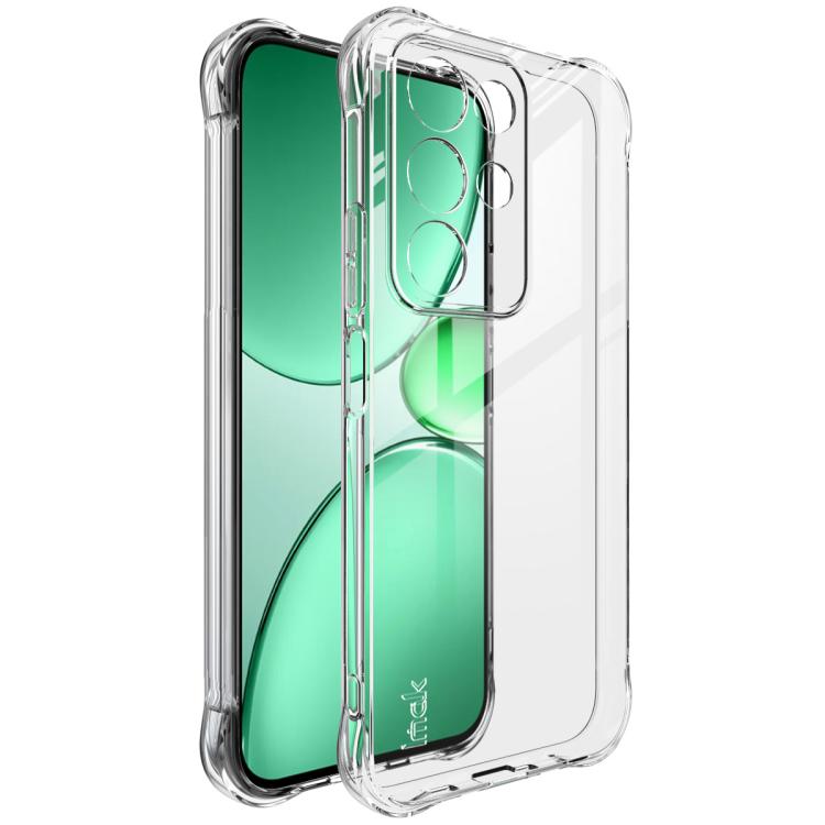 Clear airbag TPU phone case with camera cutouts; green phone screen visible through it