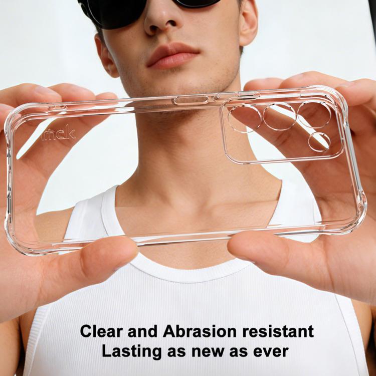 Clear TPU phone case with airbag-style bumper corners and precise camera cutout