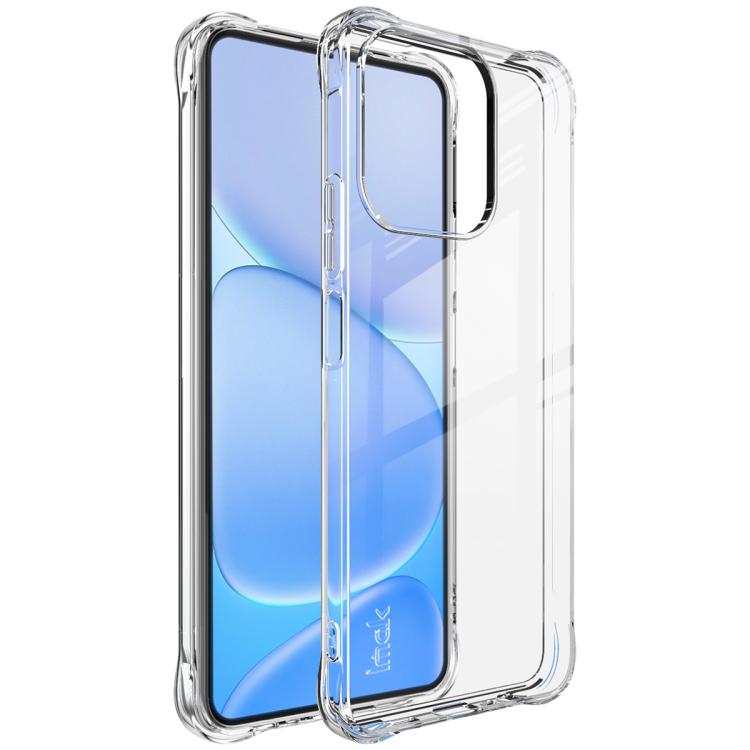 Clear airbag TPU phone case with camera cutouts; blue phone screen visible through it