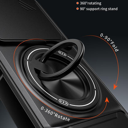 Black phone case ring holder with 360-degree rotating grip
