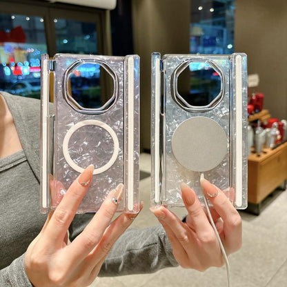 Shell Patterned Double Axis Magnetic Folding Phone Case, For Huawei Mate XT / XTs Ultimate