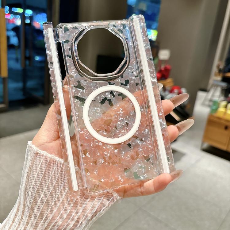 Shell Patterned Double Axis Magnetic Folding Phone Case, For Huawei Mate XT / XTs Ultimate