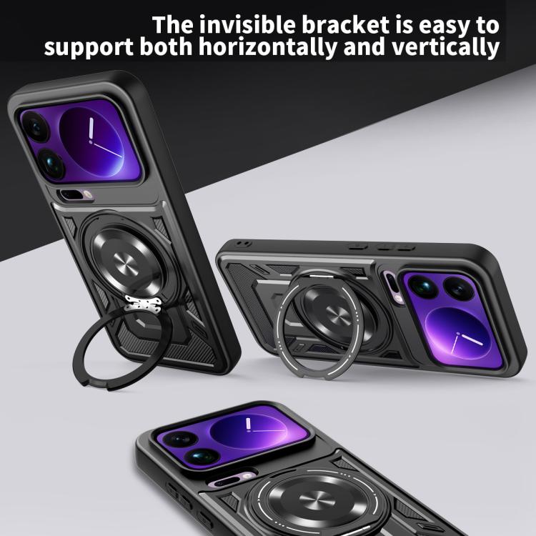 Armor MagSafe phone case showing rotating ring bracket for horizontal or vertical support.