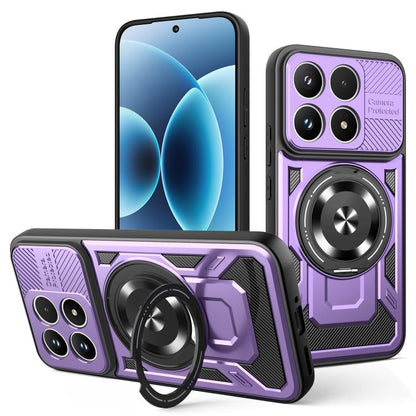 Armor phone case with rotating ring stand, purple textured rugged protective case