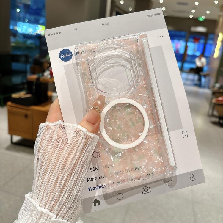 Shell Patterned Double Axis Magnetic Folding Phone Case, For Huawei Mate X7