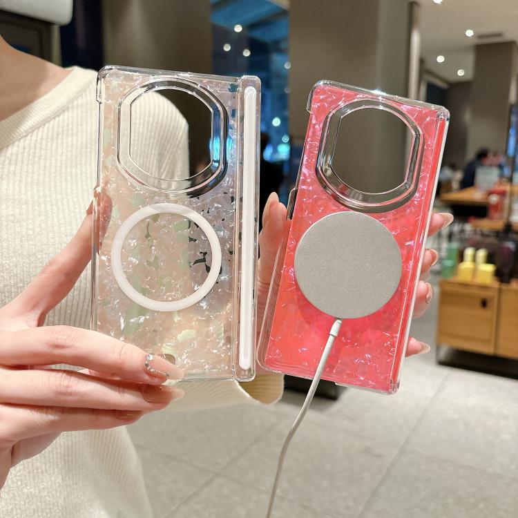 Shell Patterned Double Axis Magnetic Folding Phone Case, For Huawei Mate X7