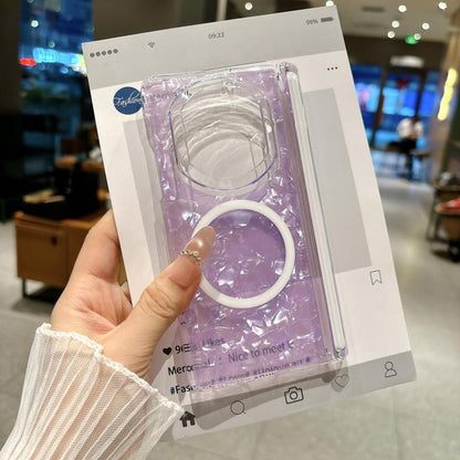 Shell Patterned Double Axis Magnetic Folding Phone Case, For Huawei Mate X7