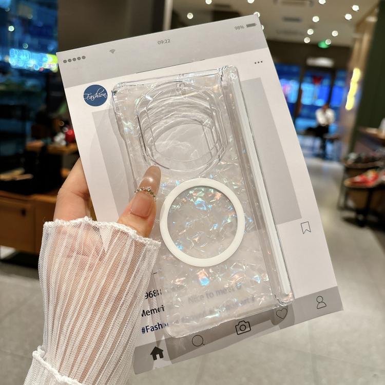 Shell Patterned Double Axis Magnetic Folding Phone Case, For Huawei Mate X7