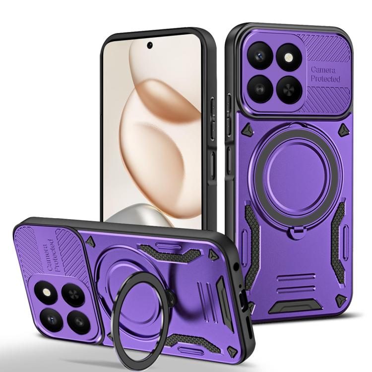 MagSafe 2-in-1 TPU phone case with rotating holder, purple