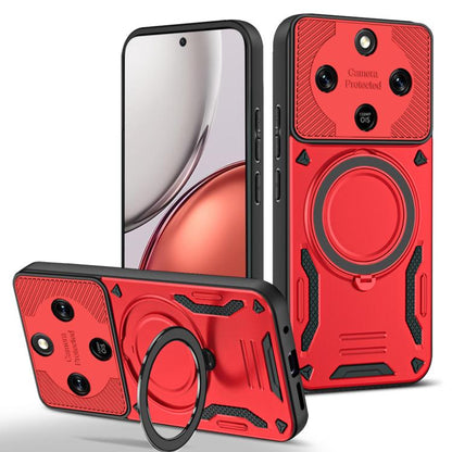 Red TPU phone case with MagSafe ring stand and rotating holder, camera cover.