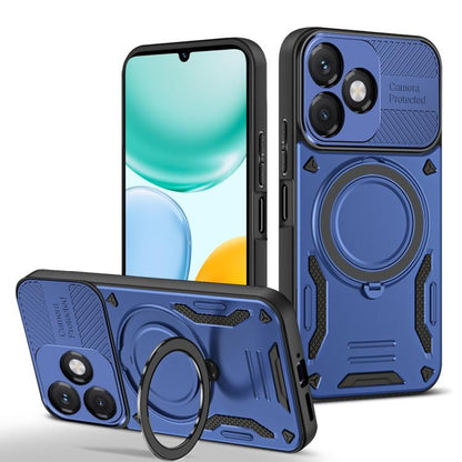 Blue rugged TPU phone case with rotating finger ring holder