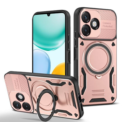 Rose gold TPU phone case with MagSafe ring stand, rotating holder, camera cover.