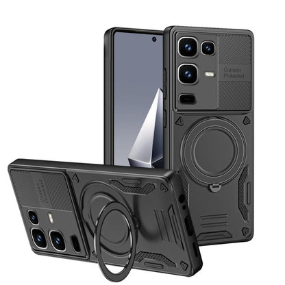 MagSafe TPU phone case with rotating ring holder, dark gray with textured grip