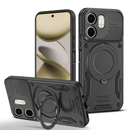 MagSafe TPU phone case with rotating ring holder, black with textured grip and ring