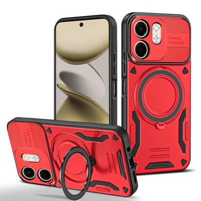 Red TPU phone case with rotating ring holder and camera cutouts