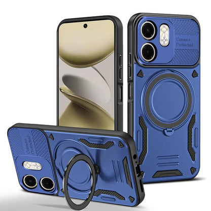 Blue TPU phone case with rotating ring holder and camera cutouts