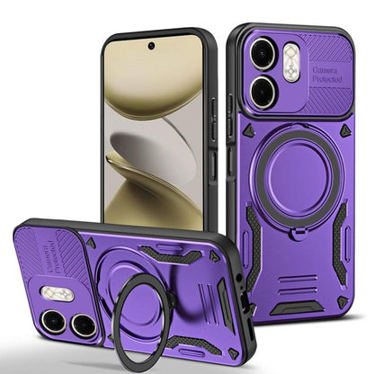 Purple TPU phone case with rotating ring holder and camera cutouts