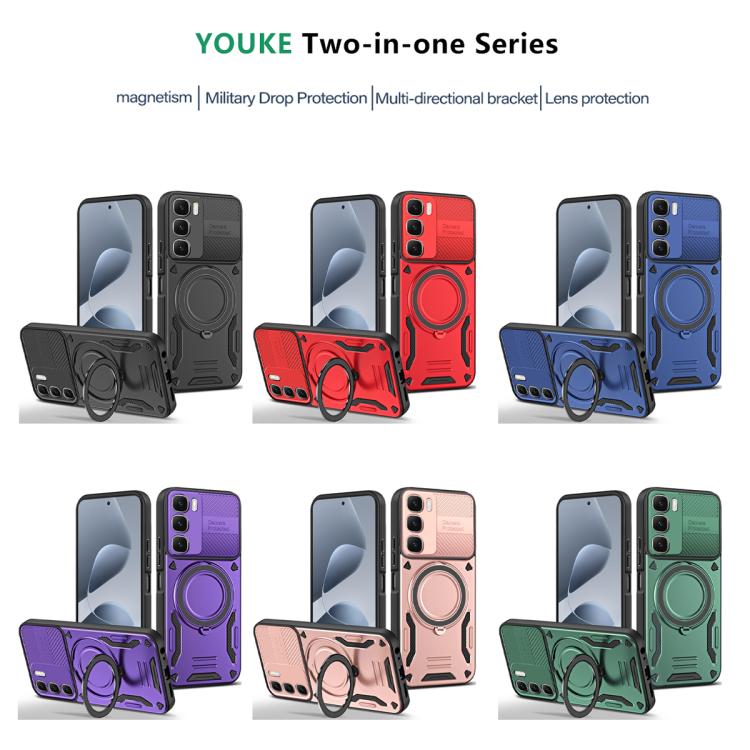 Two-in-one MagSafe rotating holder TPU phone case, multiple colors shown in lineup