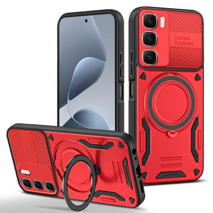 MagSafe 2-in-1 TPU phone case with rotating ring holder, red, rugged shock protection