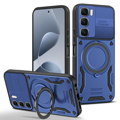 MagSafe 2-in-1 TPU phone case with rotating ring holder, blue, rugged protection