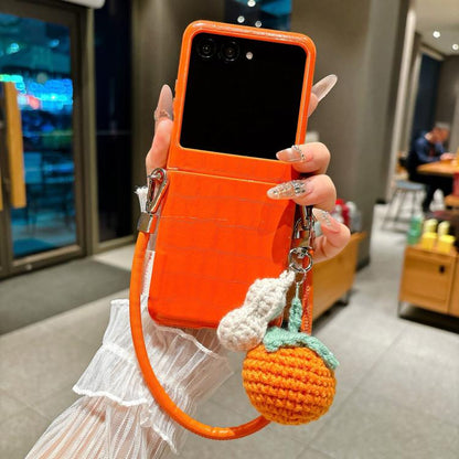 Crocodile Pattern Side Buckle Phone Case with DIY Persimmon Strap, For Motorola Razr 60 / 50