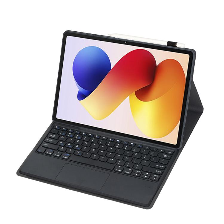 Detachable Bluetooth keyboard tablet case with dark cover, tablet screen, and keyboard