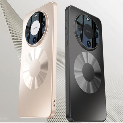 Gold and black magnetic phone cases with dual ring camera cutout and fan detail