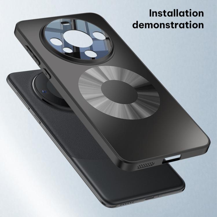 Black magnetic phone case with dual ring camera window and textured side grip