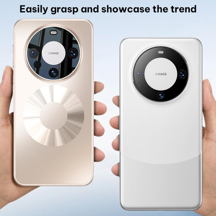 Gold and white magnetic phone cases with dual ring camera frame and fan disc detail