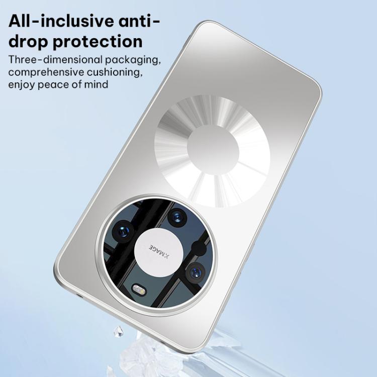 White magnetic phone case with dual ring camera window and anti-drop protective design