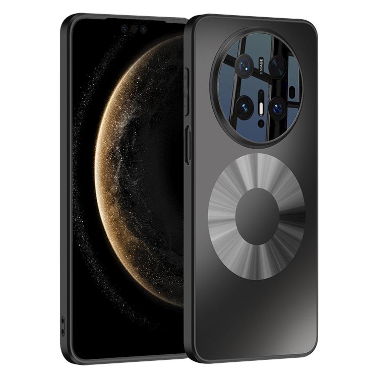 Black magnetic phone case with dual ring discs and camera cutout