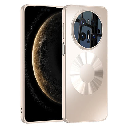 Gold/cream magnetic phone case with dual ring discs and camera cutout