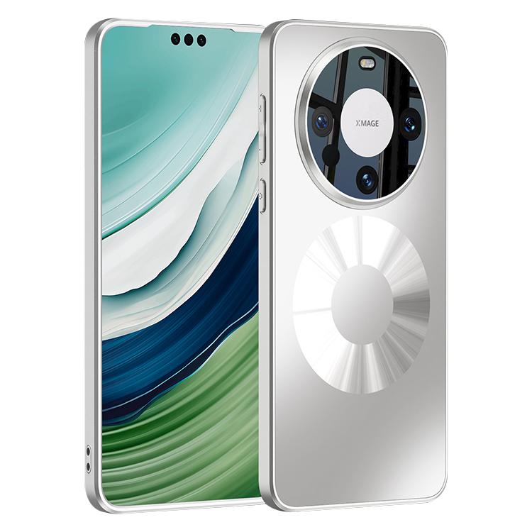 Silver magnetic phone case with dual ring discs and camera cutout