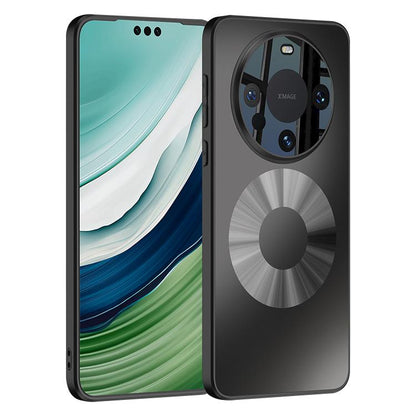 Dark gray magnetic phone case with dual ring discs and camera cutout