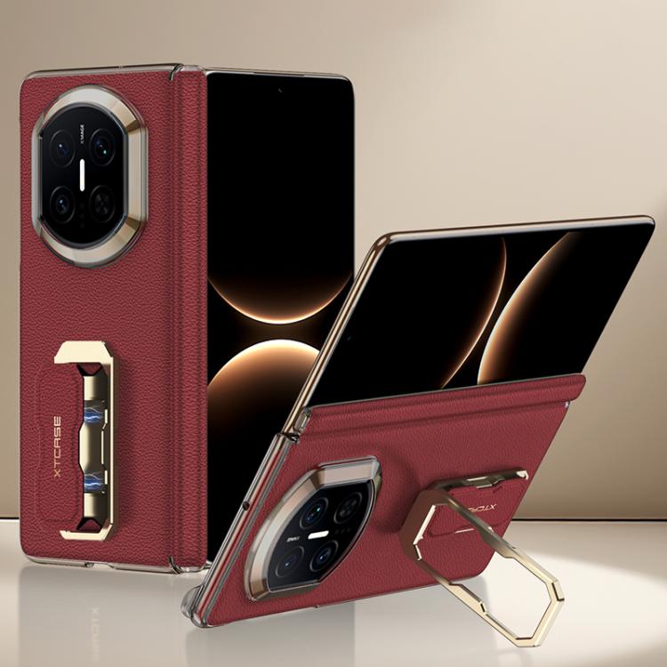 GKK Dual-Center Leather Hinge Phone Case with Supercar Wristband Rotating Holder, For Huawei Mate X7