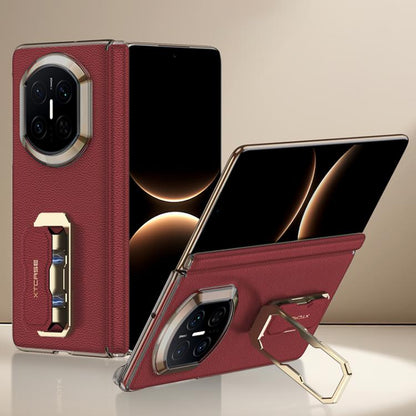 GKK Dual-Center Leather Hinge Phone Case with Supercar Wristband Rotating Holder, For Huawei Mate X7