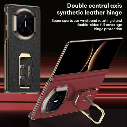GKK Dual-Center Leather Hinge Phone Case with Supercar Wristband Rotating Holder, For Huawei Mate X7