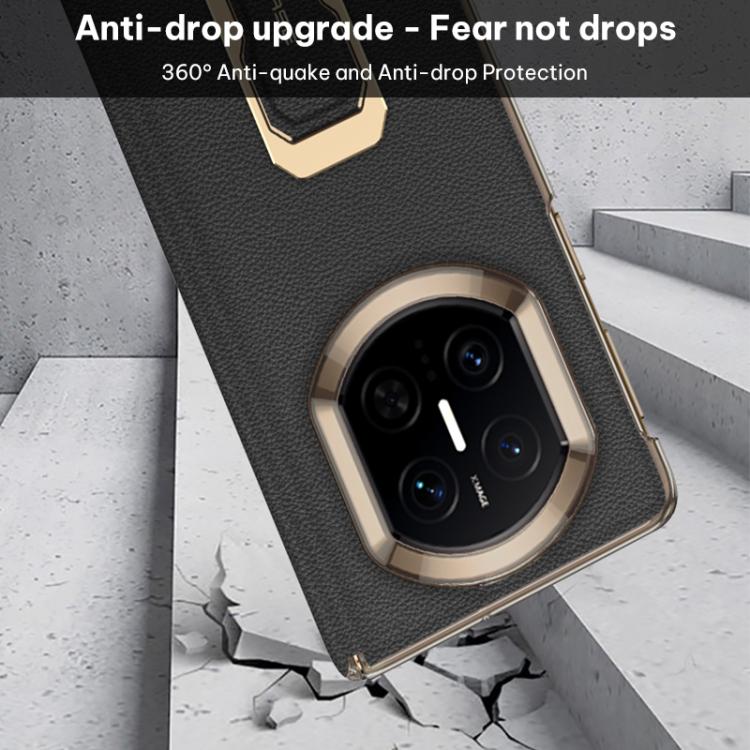 GKK Dual-Center Leather Hinge Phone Case with Supercar Wristband Rotating Holder, For Huawei Mate X7
