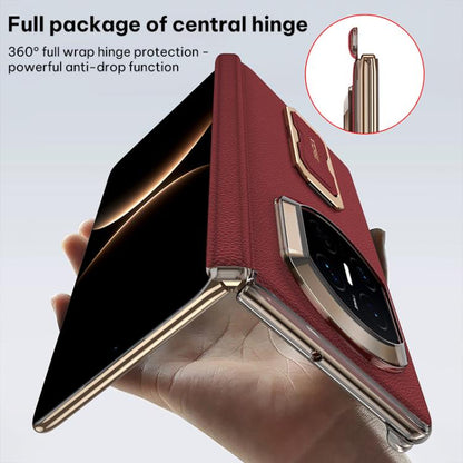 GKK Dual-Center Leather Hinge Phone Case with Supercar Wristband Rotating Holder, For Huawei Mate X7