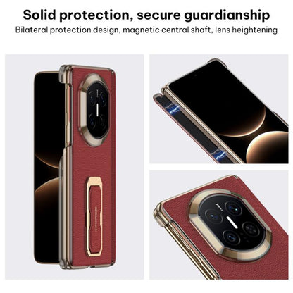 GKK Dual-Center Leather Hinge Phone Case with Supercar Wristband Rotating Holder, For Huawei Mate X7