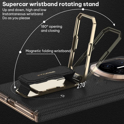 GKK Dual-Center Leather Hinge Phone Case with Supercar Wristband Rotating Holder, For Huawei Mate X7