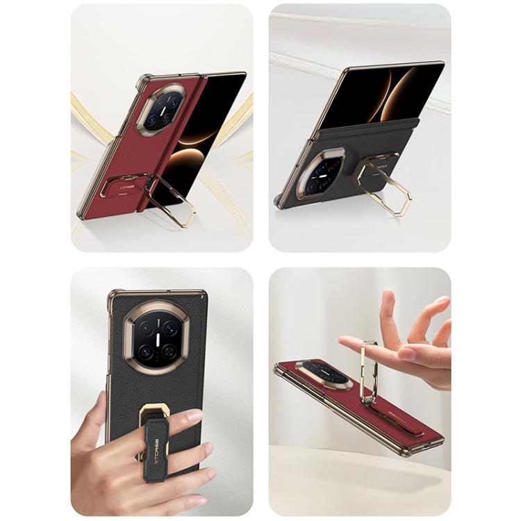 GKK Dual-Center Leather Hinge Phone Case with Supercar Wristband Rotating Holder, For Huawei Mate X7
